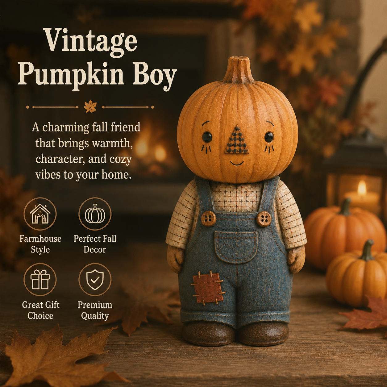 Vintage Pumpkin Boy Figurine