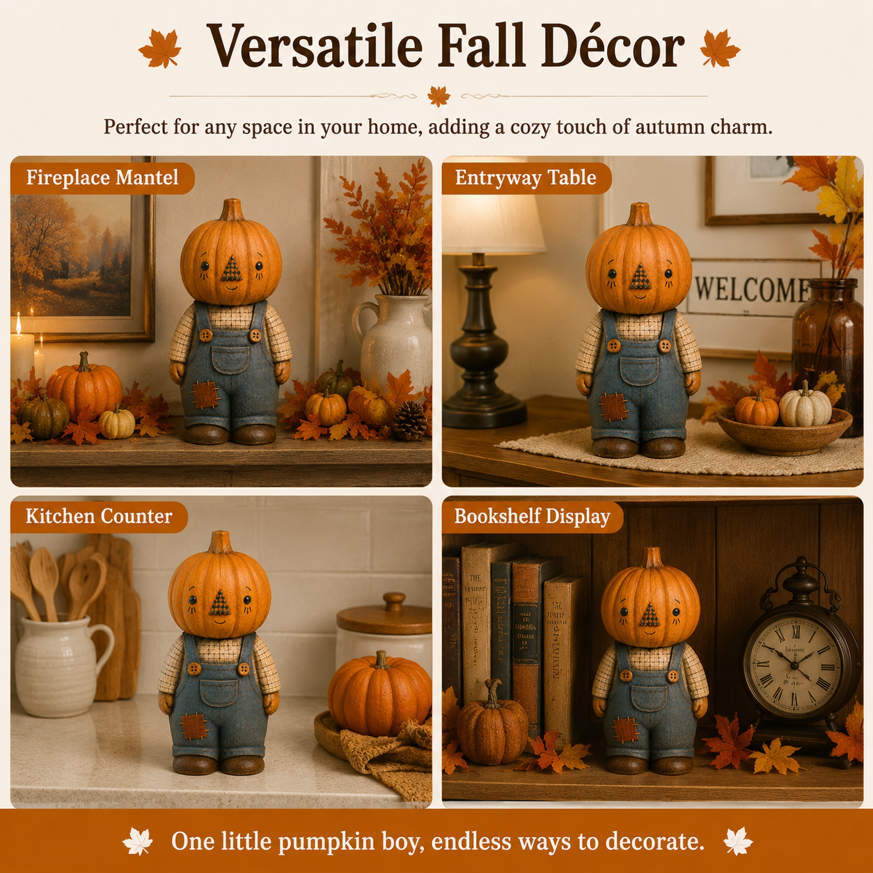 Vintage Pumpkin Boy Figurine