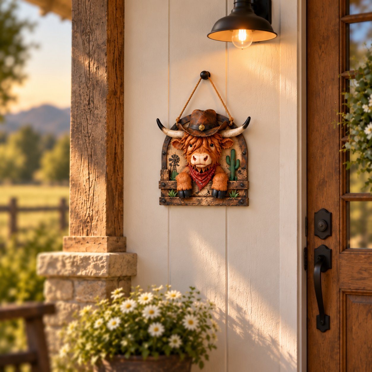 Vintage Cowboy Highland Cow Wall Decor