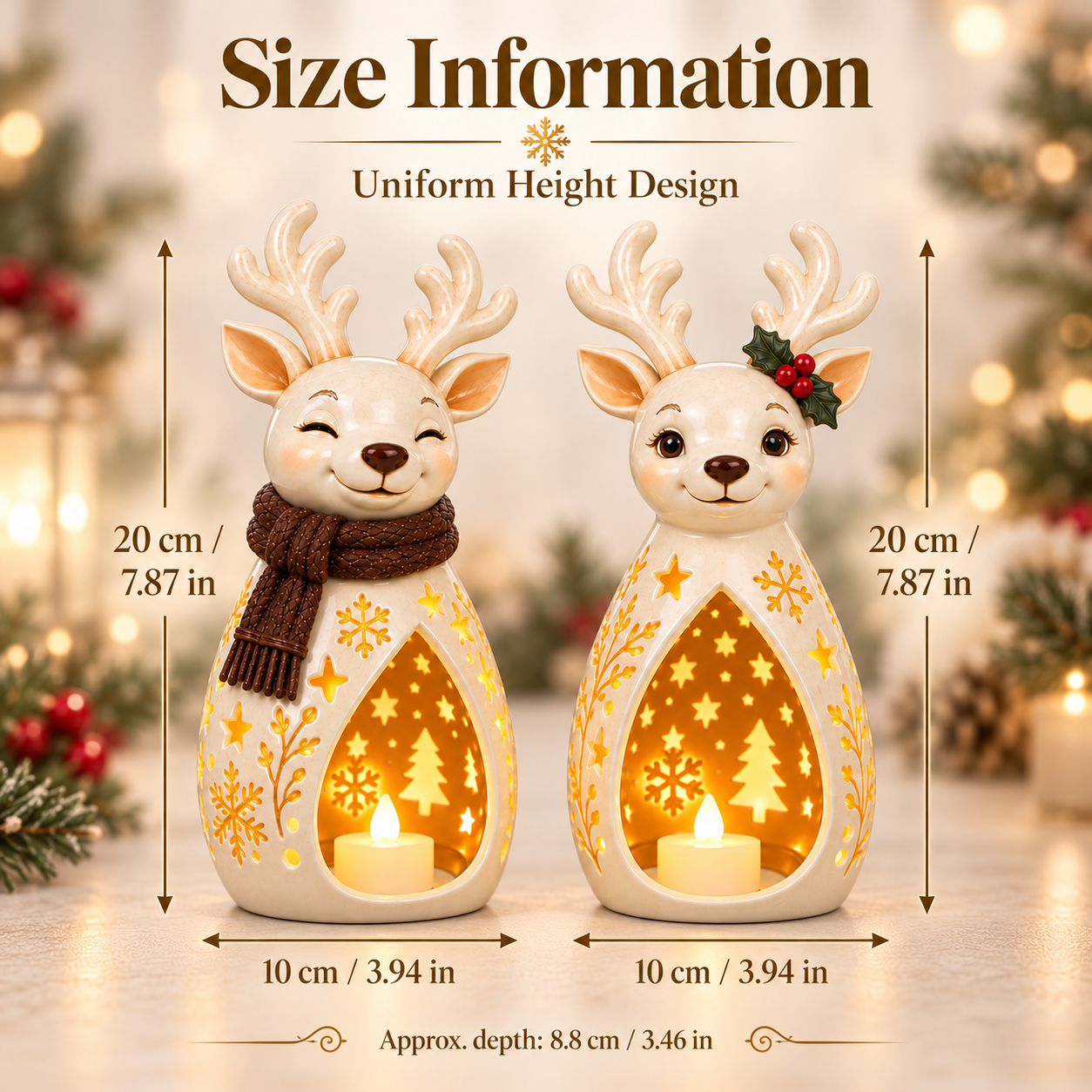 2-Piece Vintage Reindeer Lantern Set