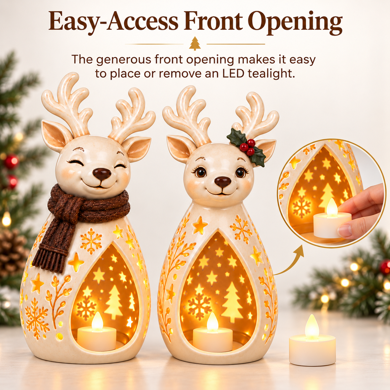 2-Piece Vintage Reindeer Lantern Set