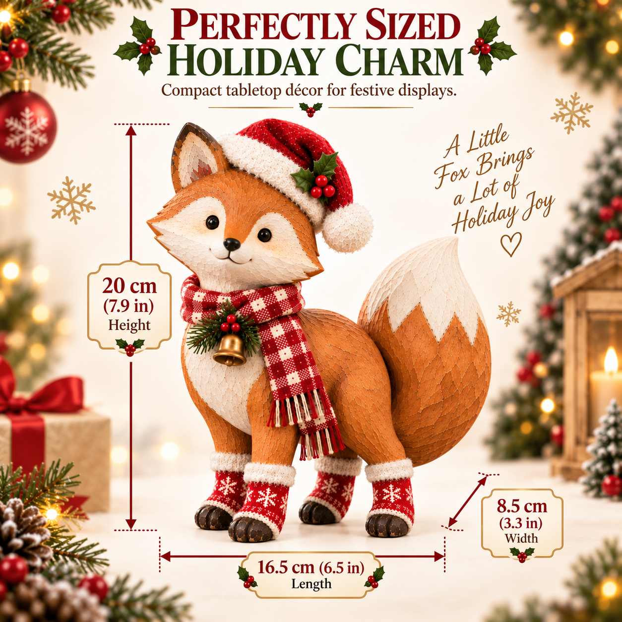 Vintage Christmas Fox Figurine