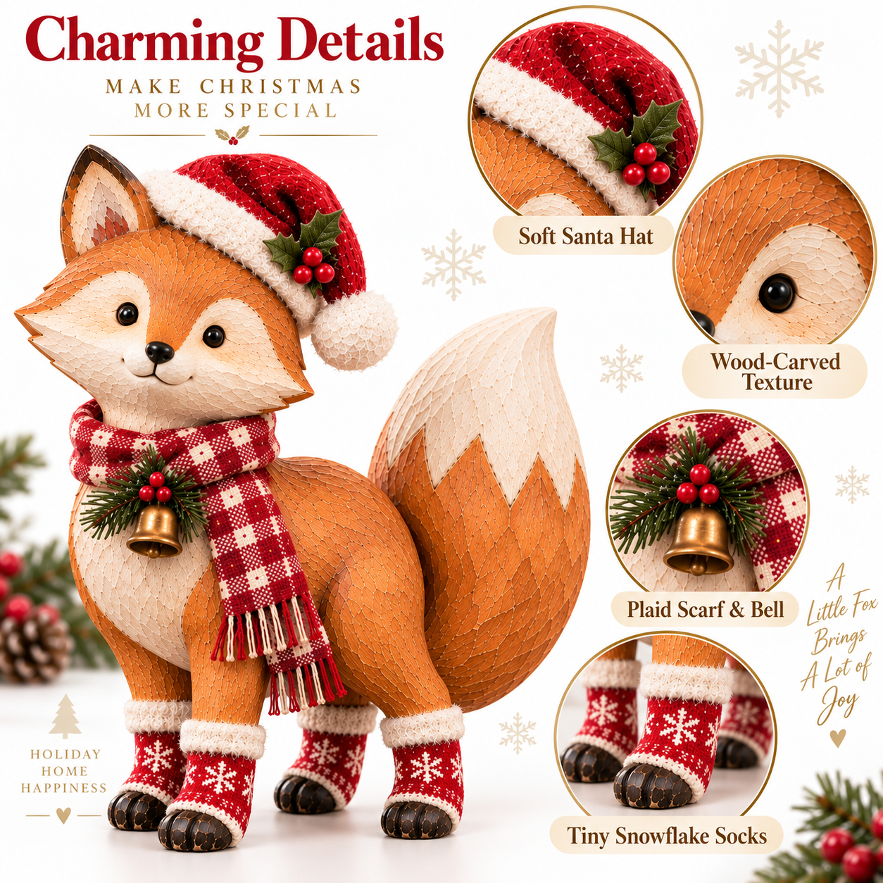 Vintage Christmas Fox Figurine