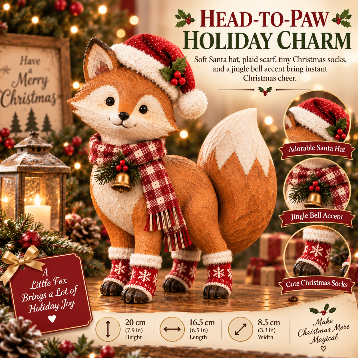 Vintage Christmas Fox Figurine