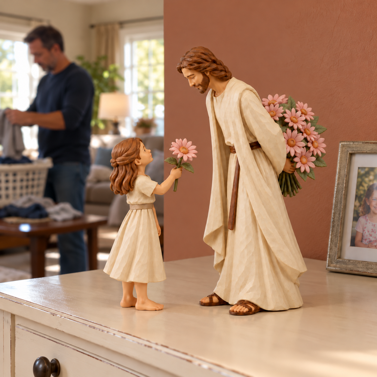 Jesus & Child Flower Figurine Set – A Quiet Reminder of His Love
