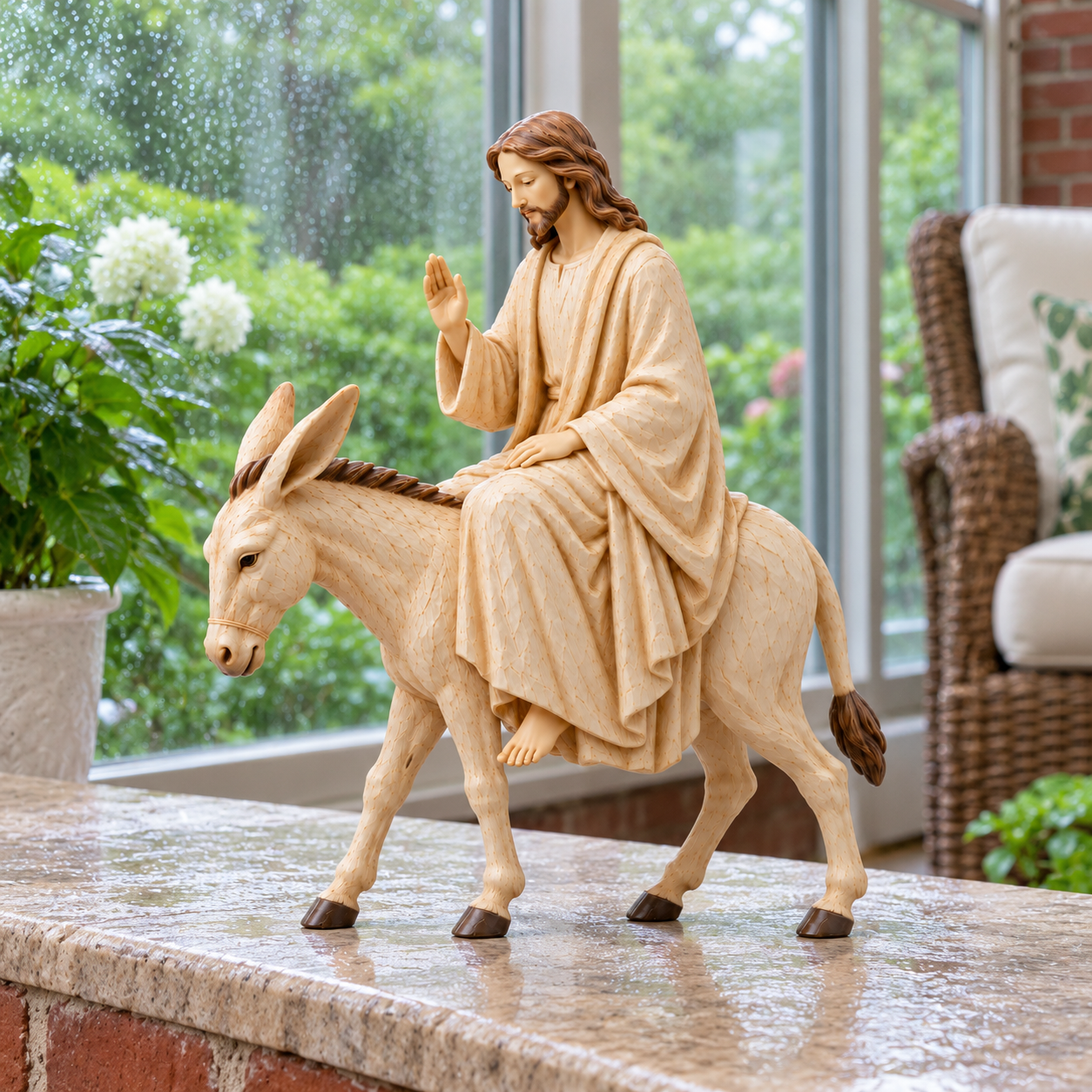 The Humble King – Jesus Riding a Donkey Resin Figurine