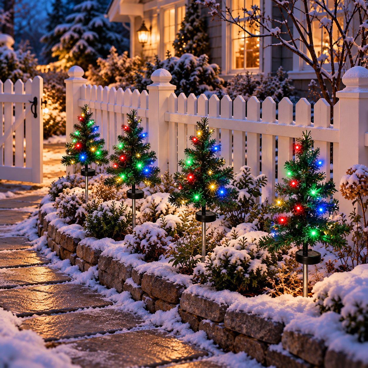 Solar Lighted Christmas Tree Stake Lights