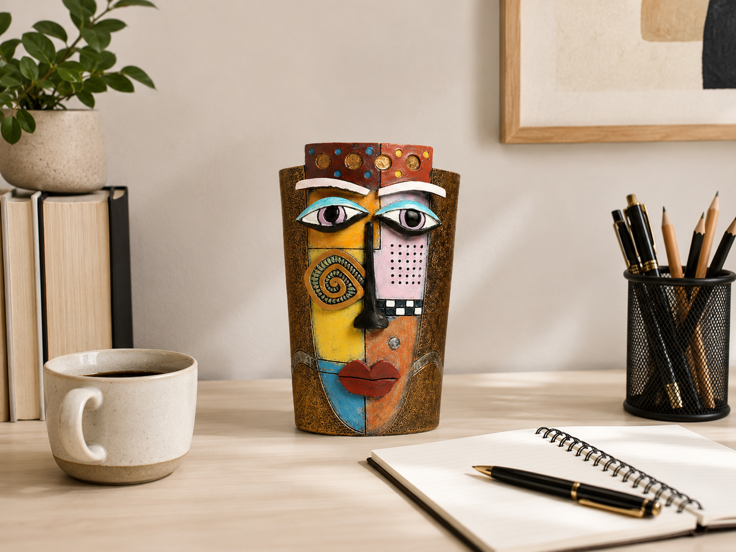 Artistic Abstract Face Ceramic Vase – Modern Sculptural Decorative Flower Pot