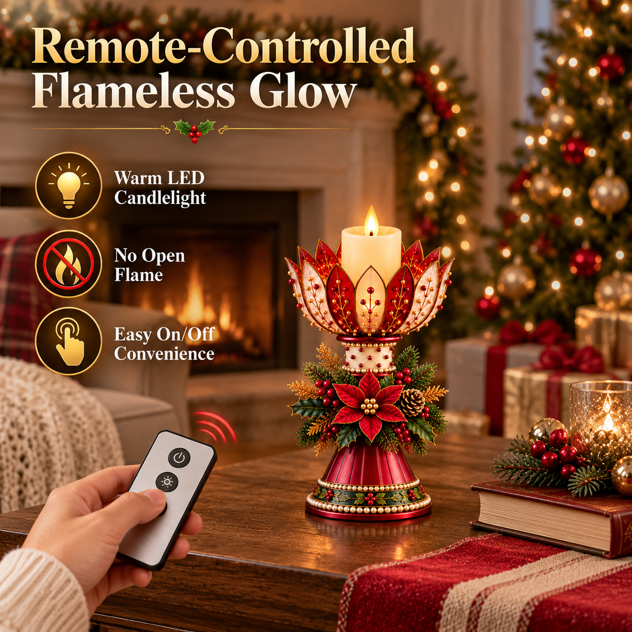 Vintage Victorian Christmas Lighted Candle Holder
