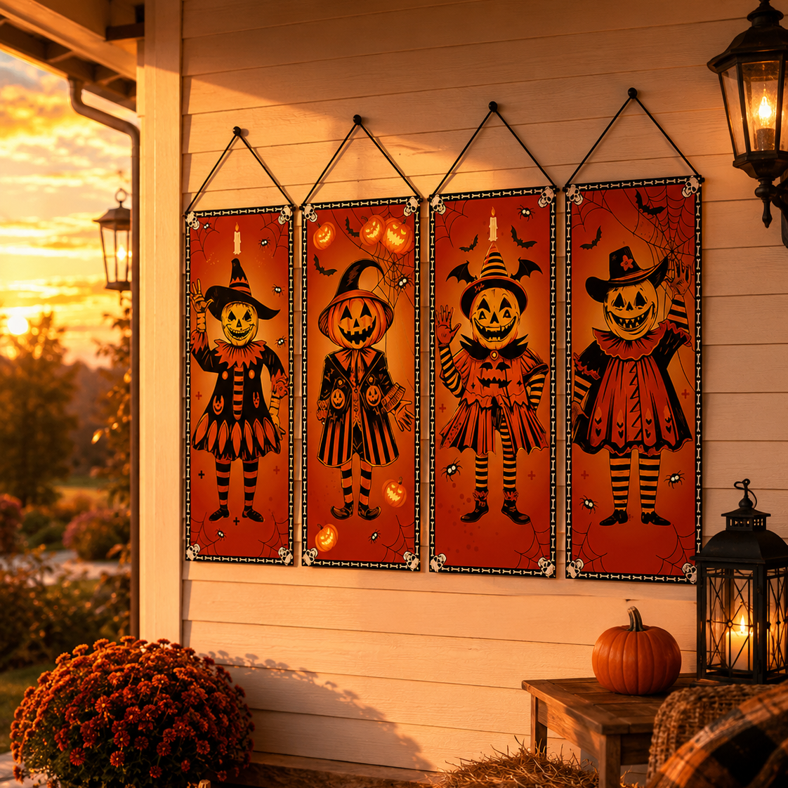 Vintage Halloween Hanging Banner Set
