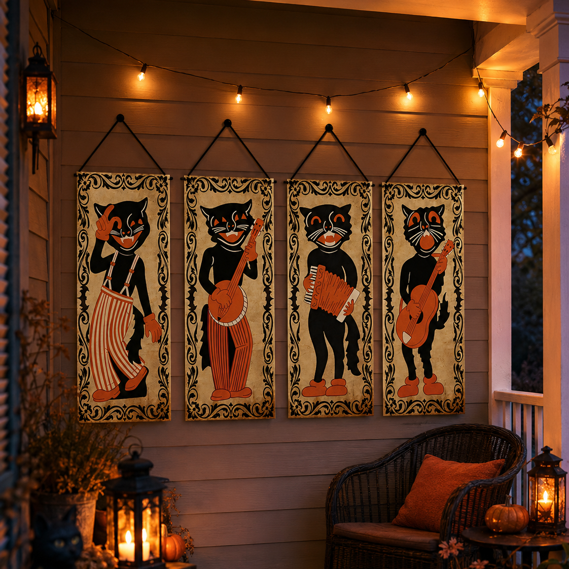 Vintage Halloween Hanging Banner Set