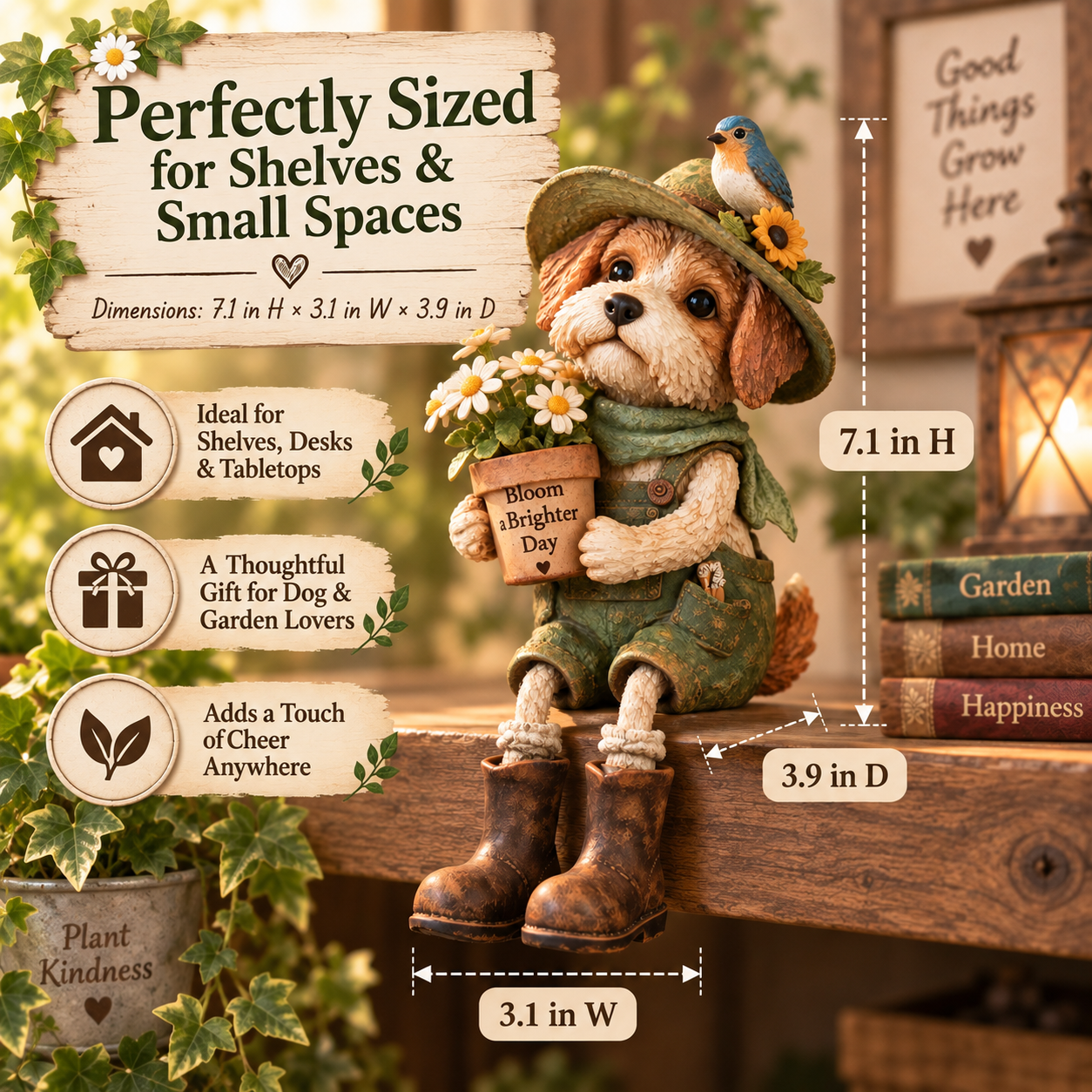 Bloom Brighter Garden Dog Shelf Sitter