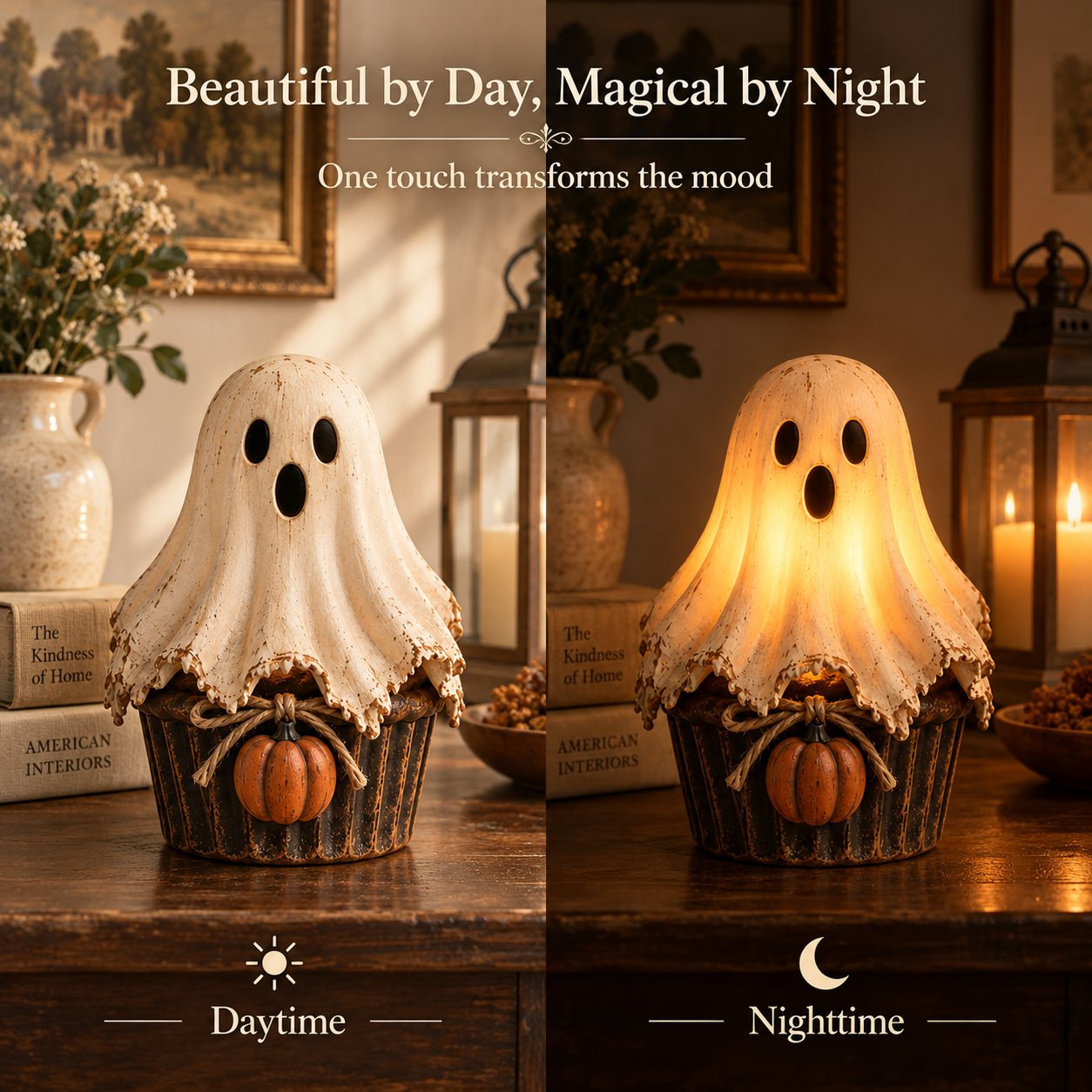 Vintage Glow Ghost Cupcake Lantern