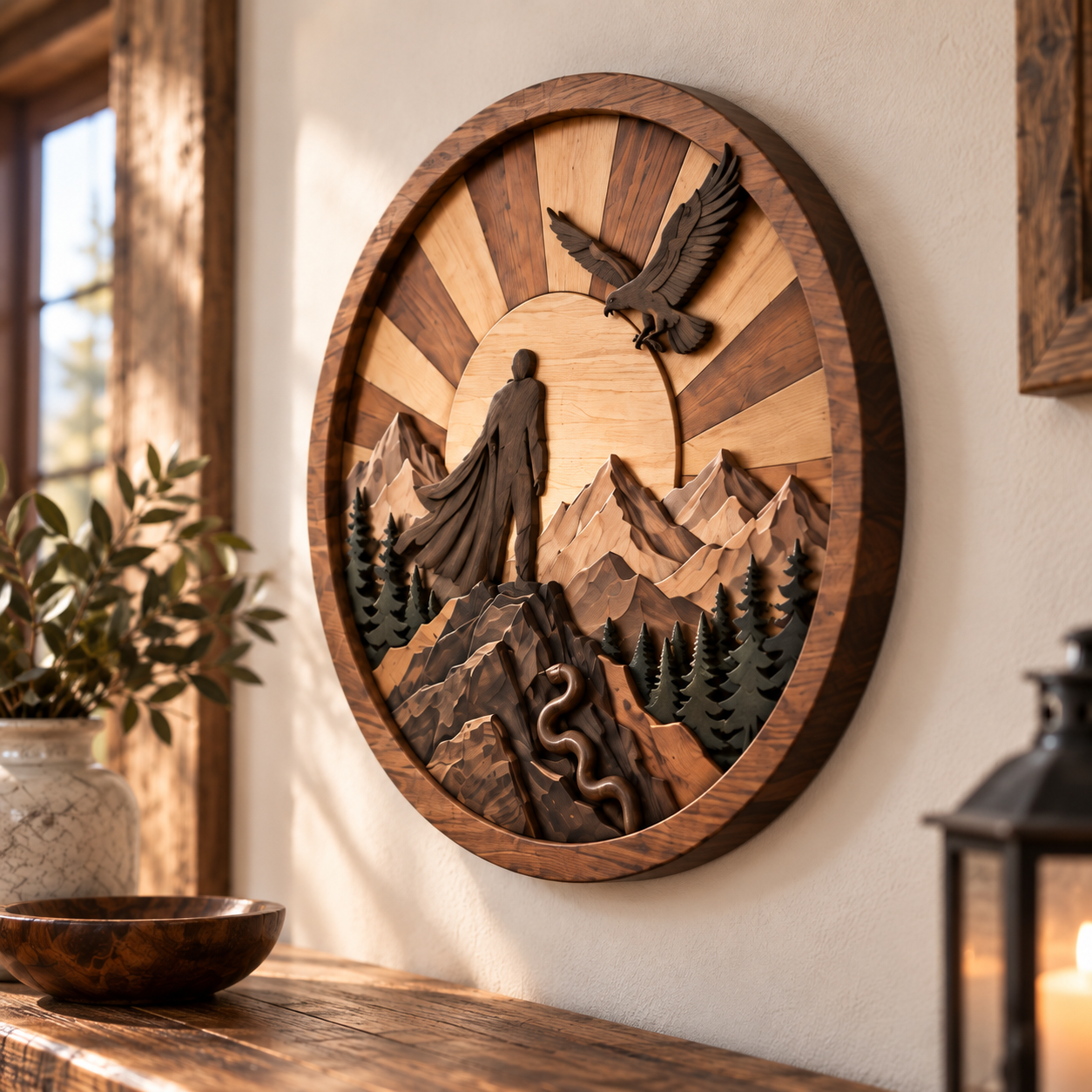 Mountain Guardian™ Layered Wood Wall Art Inspired by the Journey Beyond