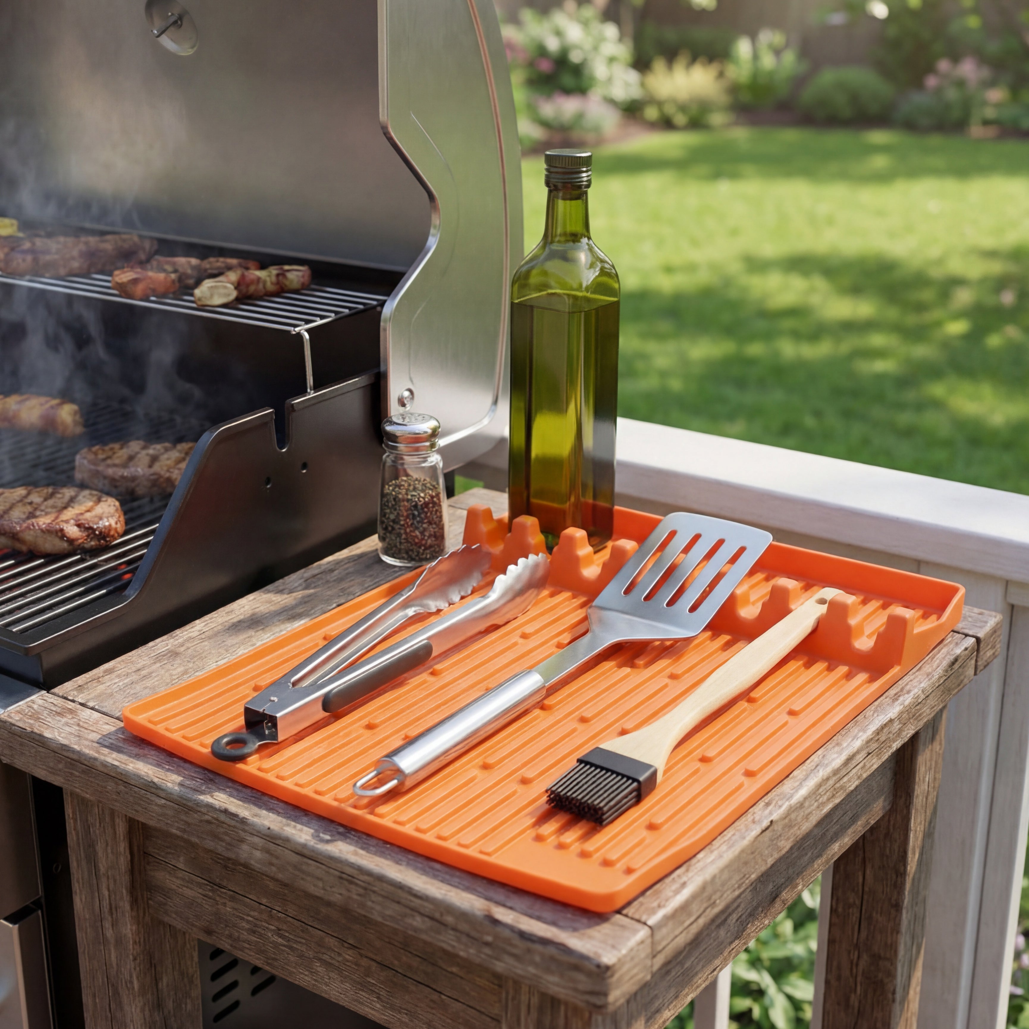 Silicone Grill Mat Griddle Tools Utensil Holder