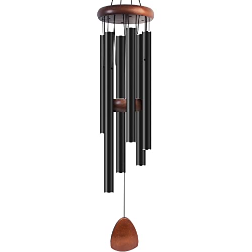 Bursvik Large Aluminium Wind Chimes ,Create a Zen Atmosphere Suitable for Outdoor, Garden, Patio Decoration. Classic Black Wind Chime with Wind Catcher Suitable as A Gift for Mom Neighbor Unisex