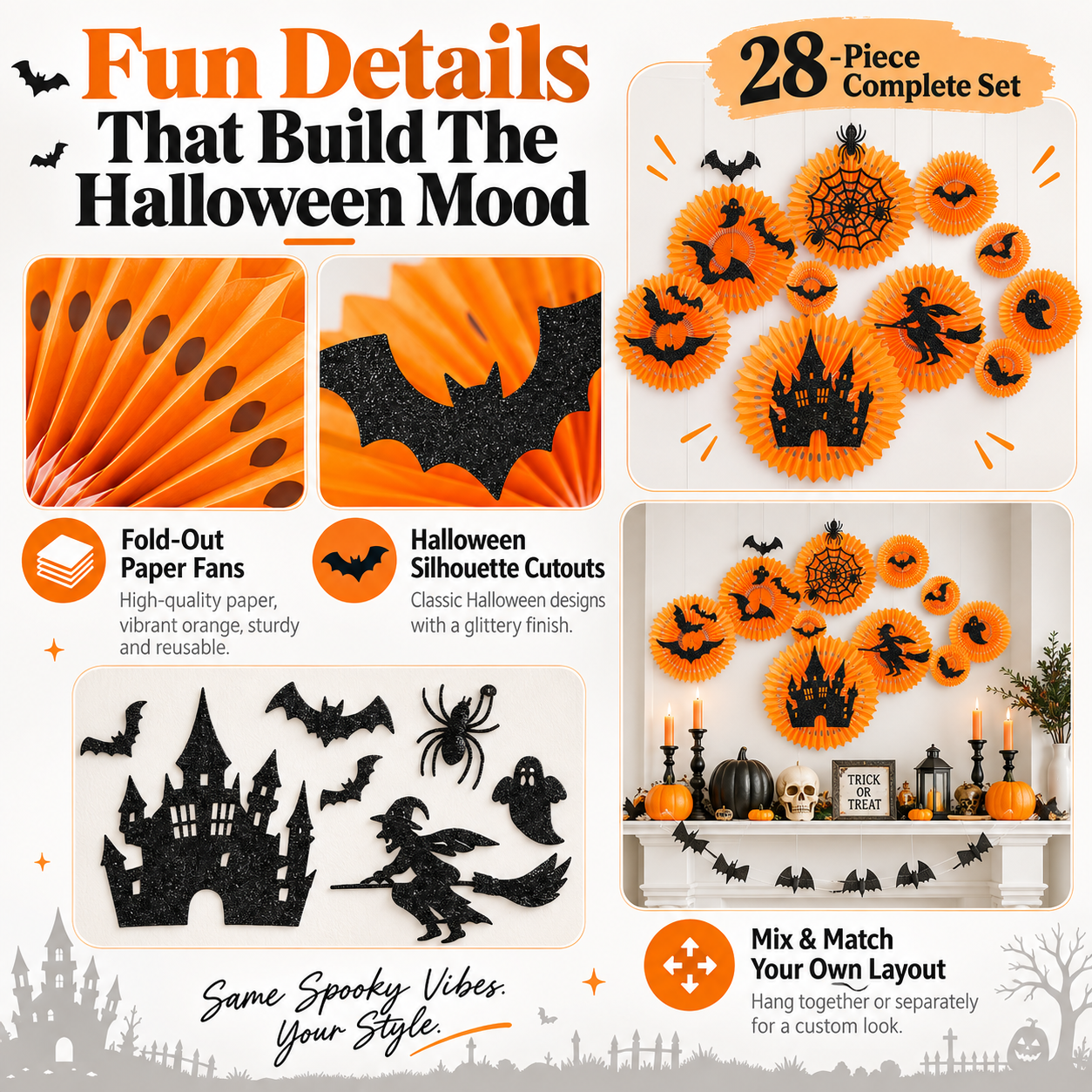 28-Piece Halloween Wall Decor Set 