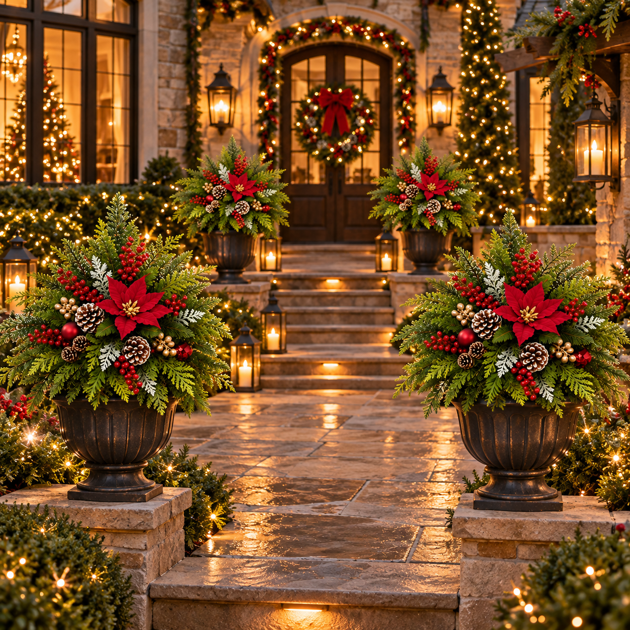 🎄 Christmas Evergreen Porch Stake Arrangement
