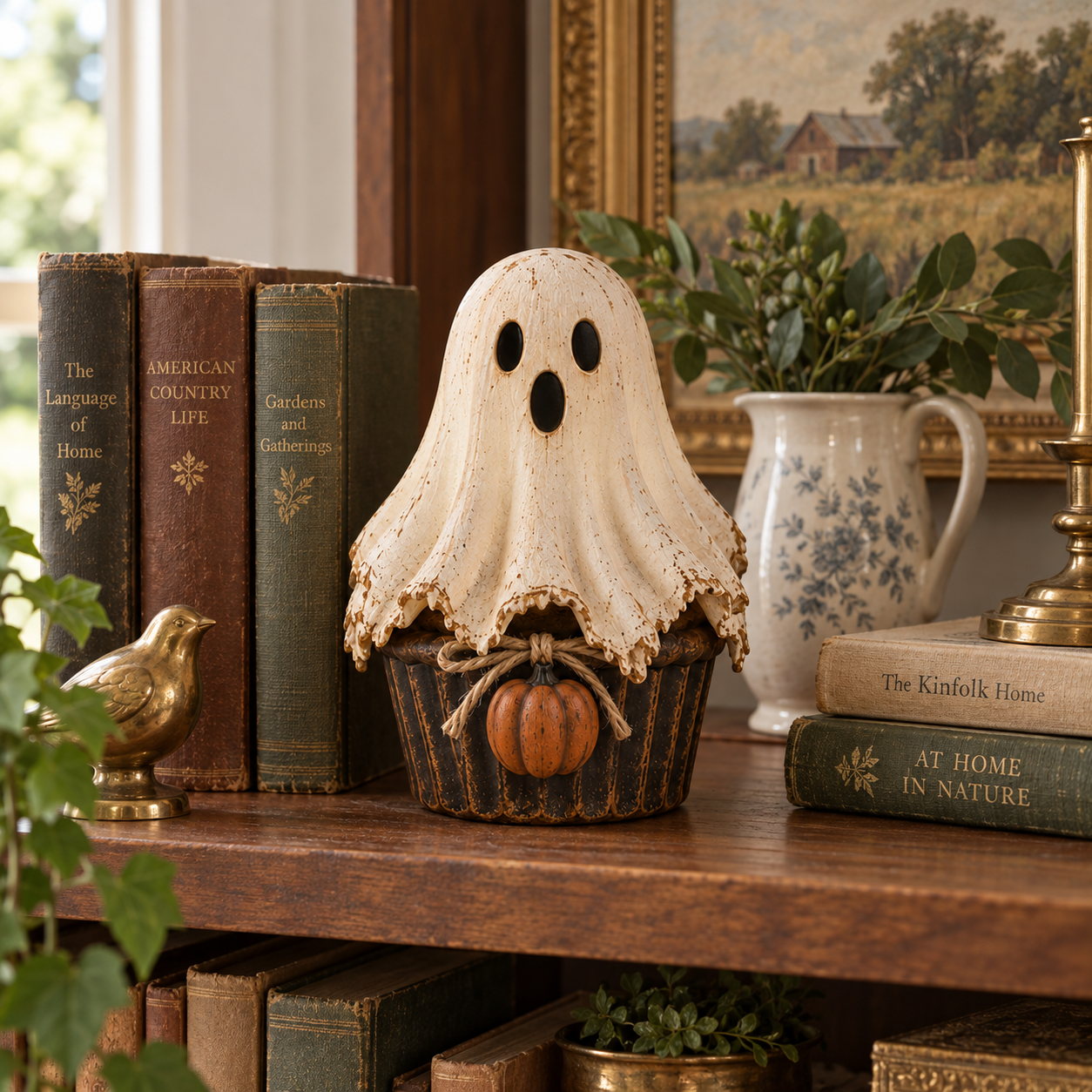Vintage Glow Ghost Cupcake Lantern