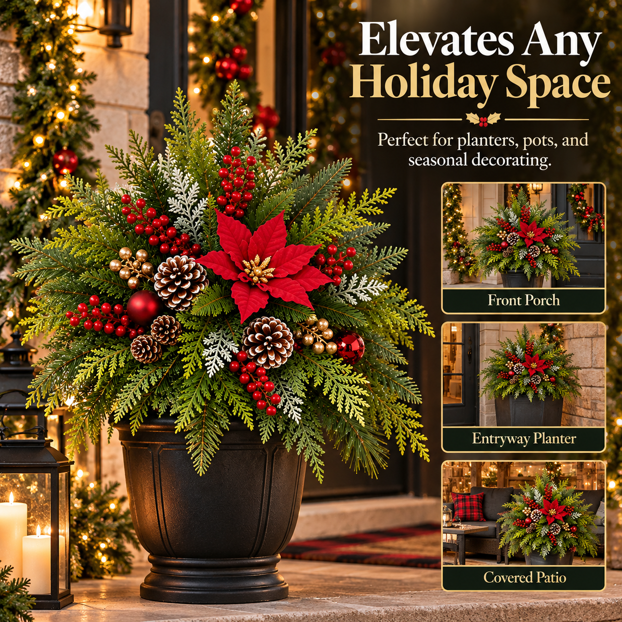 🎄 Christmas Evergreen Porch Stake Arrangement