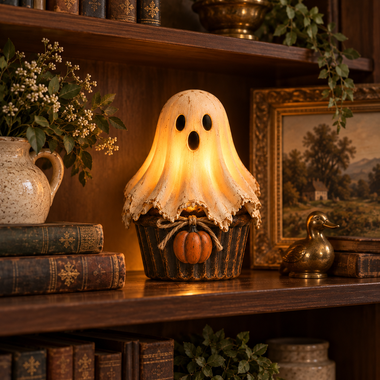Vintage Glow Ghost Cupcake Lantern