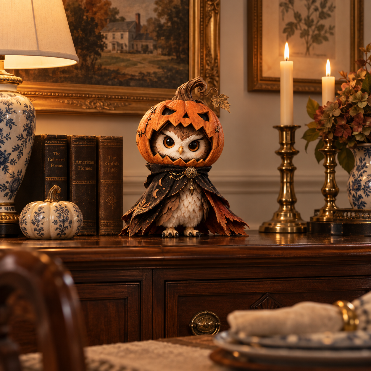Pumpkin Hollow Owl Figurine