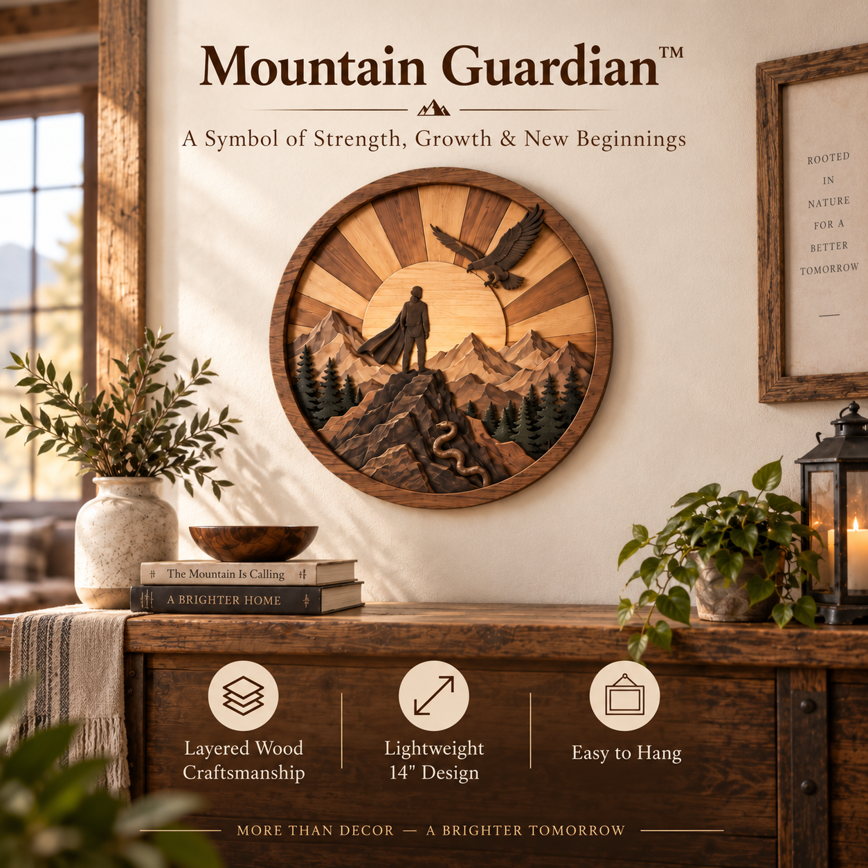 Mountain Guardian™ Layered Wood Wall Art Inspired by the Journey Beyond