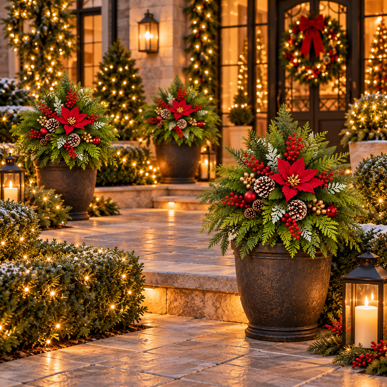 🎄 Christmas Evergreen Porch Stake Arrangement