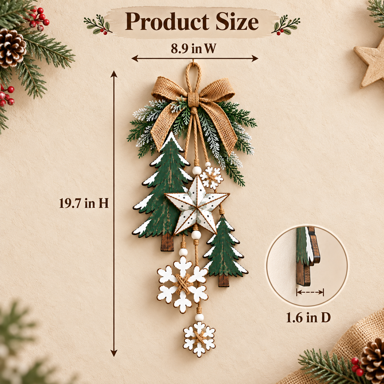 Rustic Woodland Christmas Hanging Decor