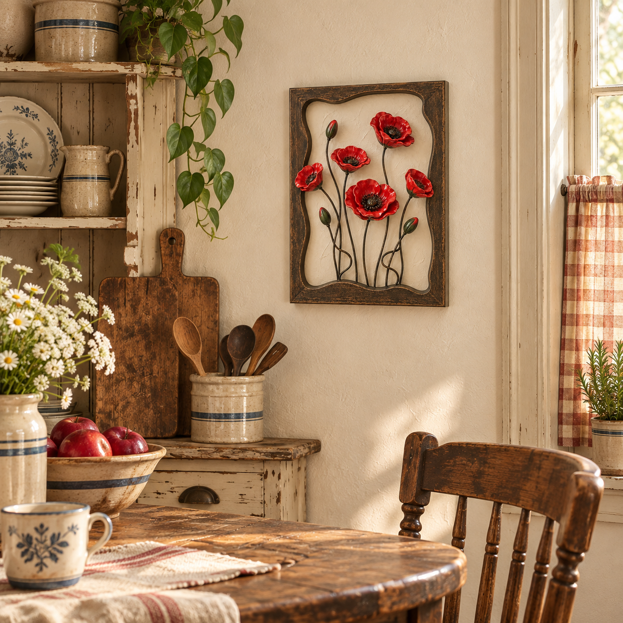 Rustic Poppy Garden Metal Wall Art