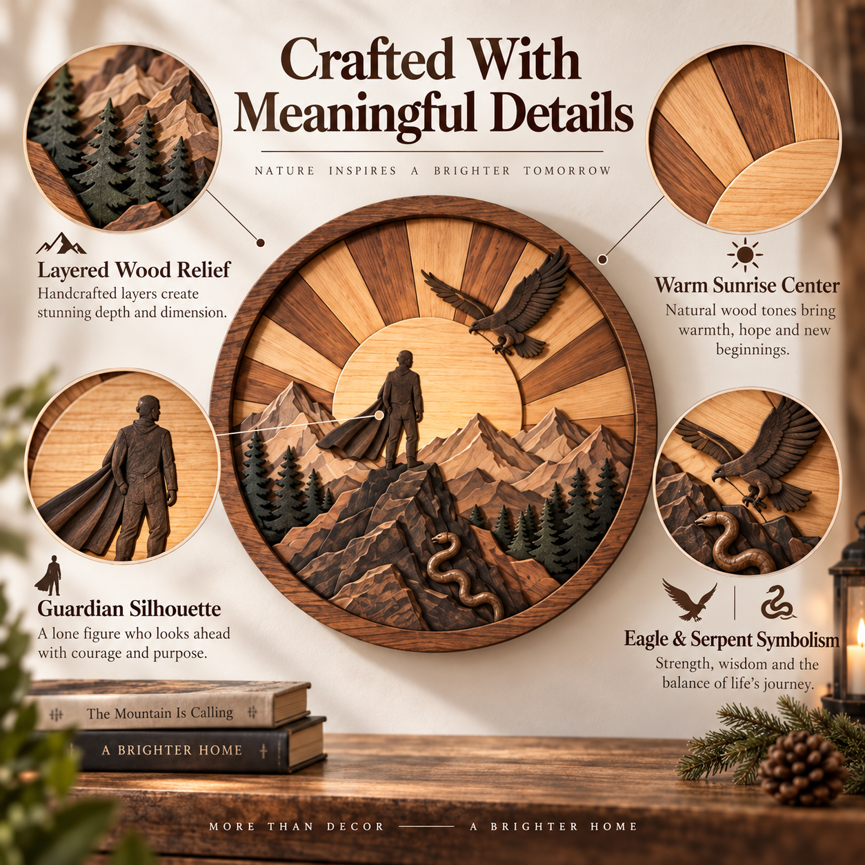 Mountain Guardian™ Layered Wood Wall Art Inspired by the Journey Beyond