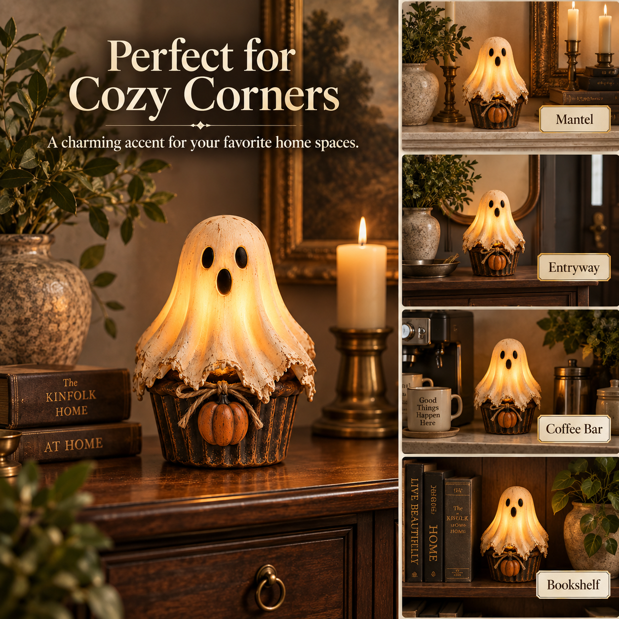Vintage Glow Ghost Cupcake Lantern