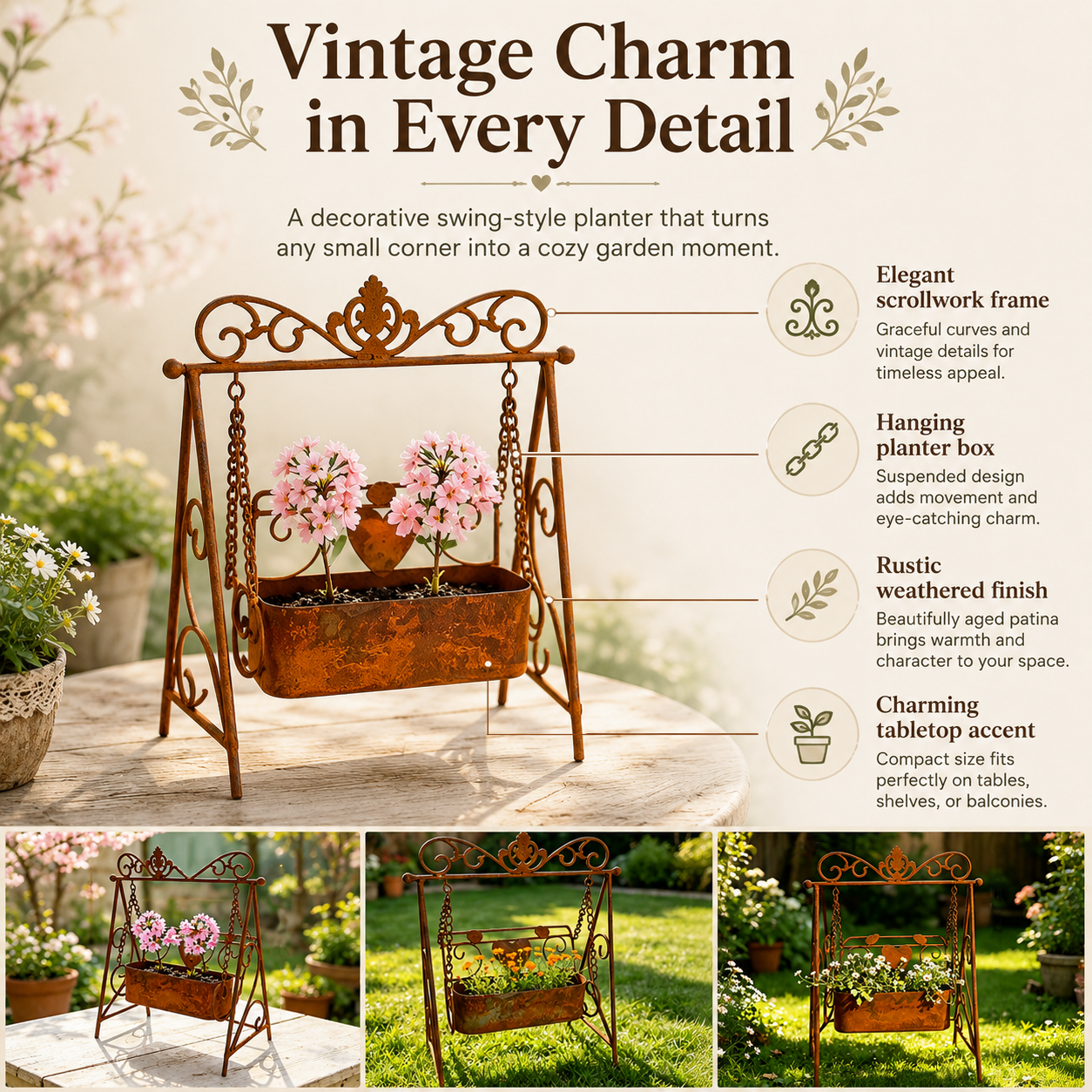 Vintage Swing Garden Planter