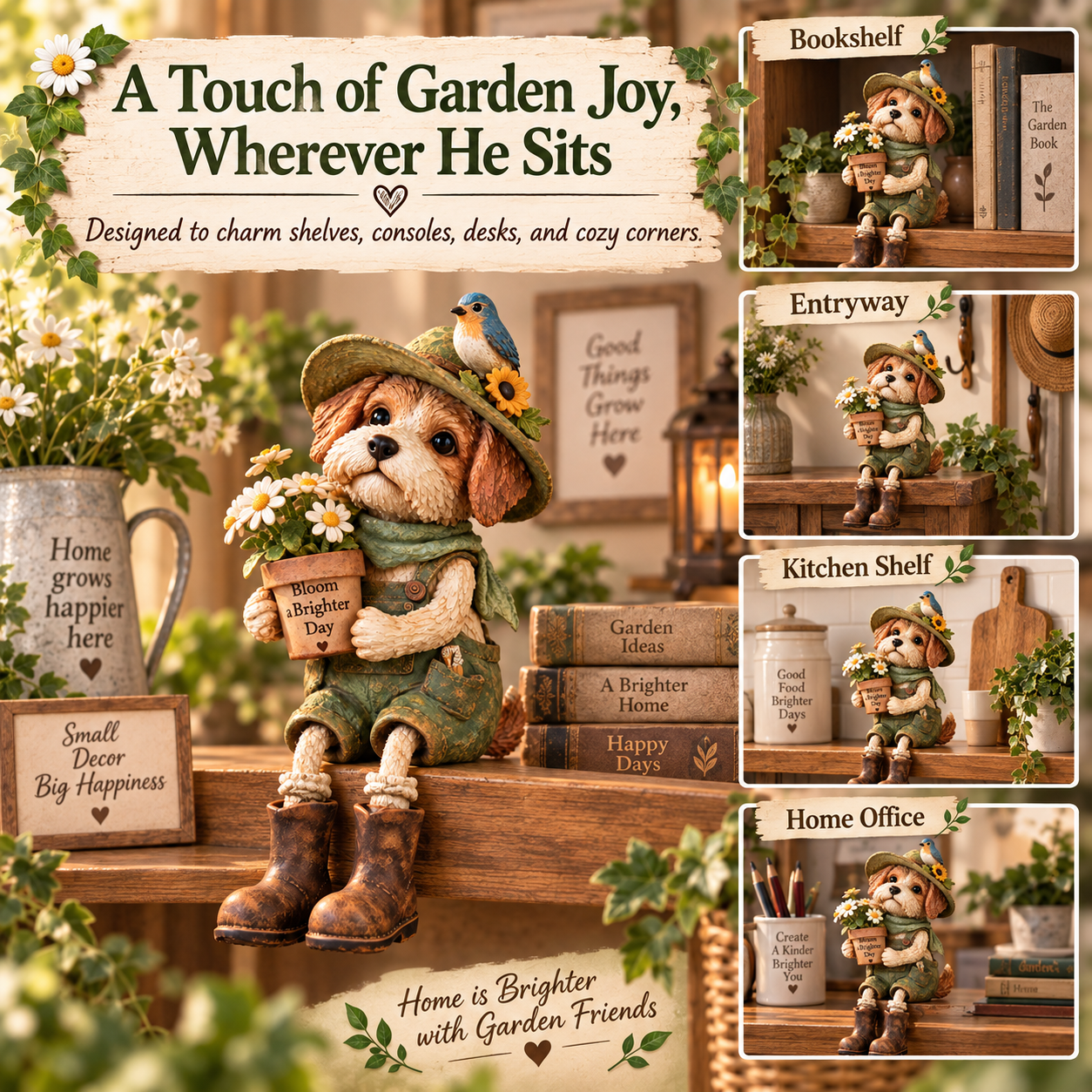 Bloom Brighter Garden Dog Shelf Sitter