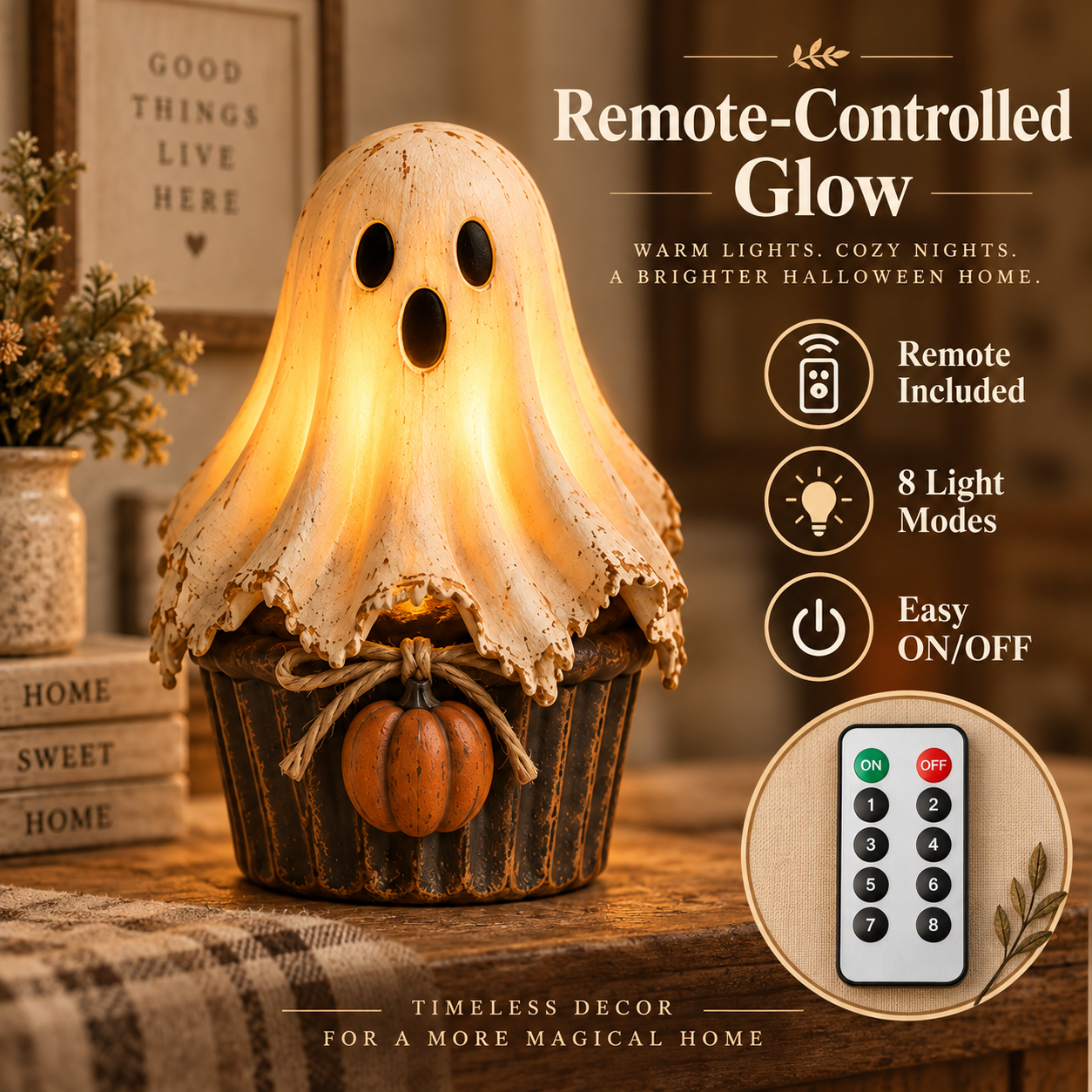 Vintage Glow Ghost Cupcake Lantern