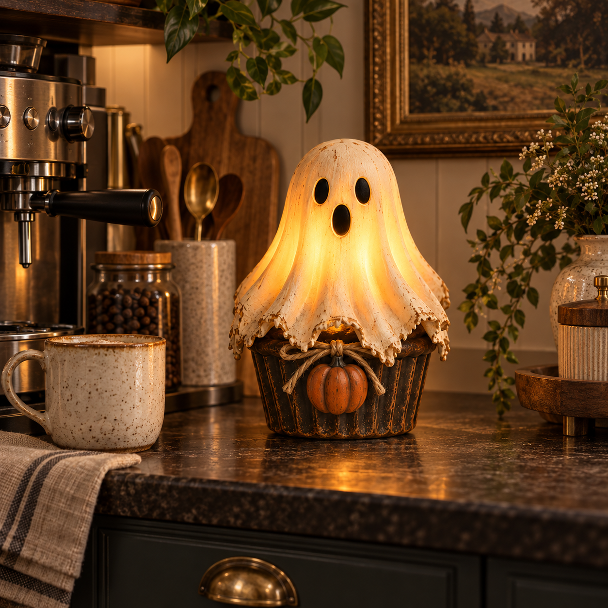 Vintage Glow Ghost Cupcake Lantern