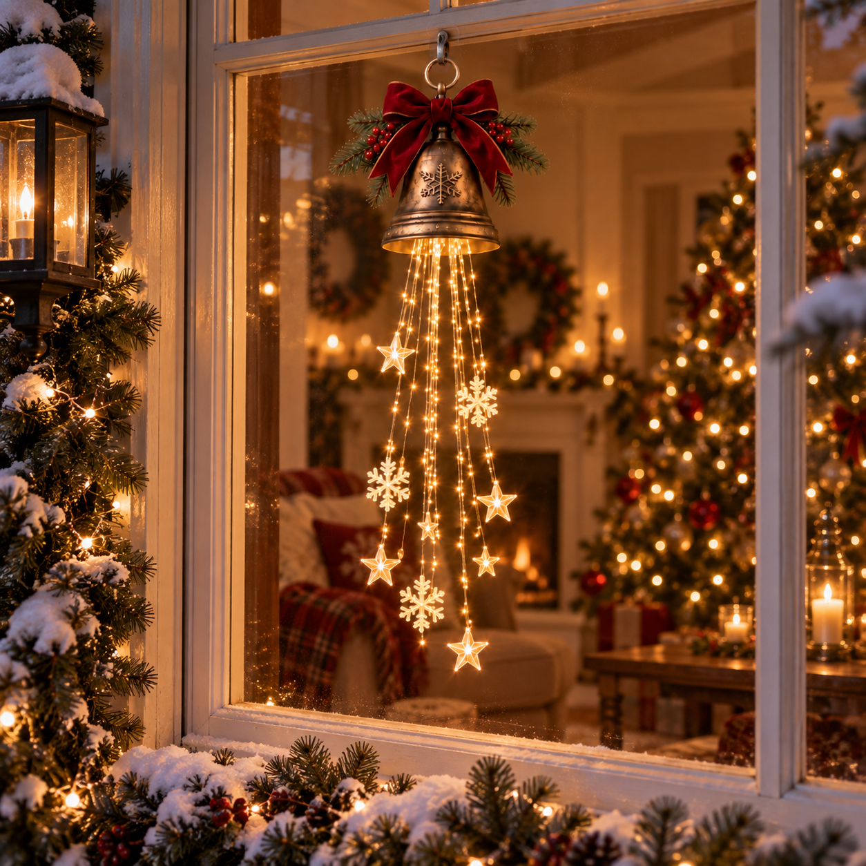 🎄 Vintage Christmas Bell Waterfall Light