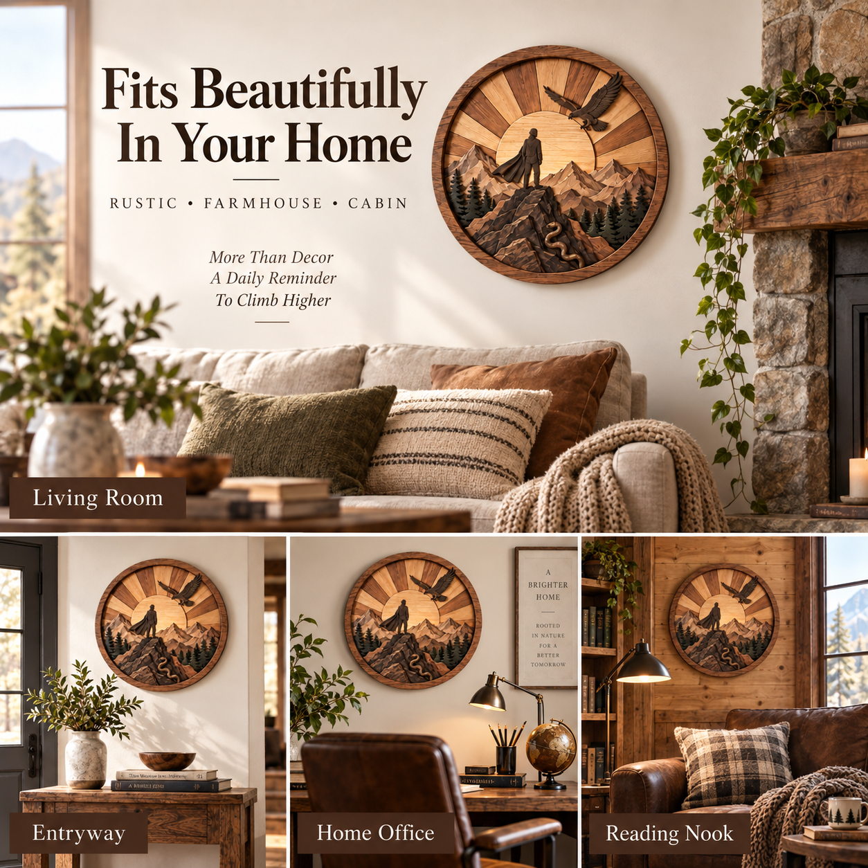 Mountain Guardian™ Layered Wood Wall Art Inspired by the Journey Beyond