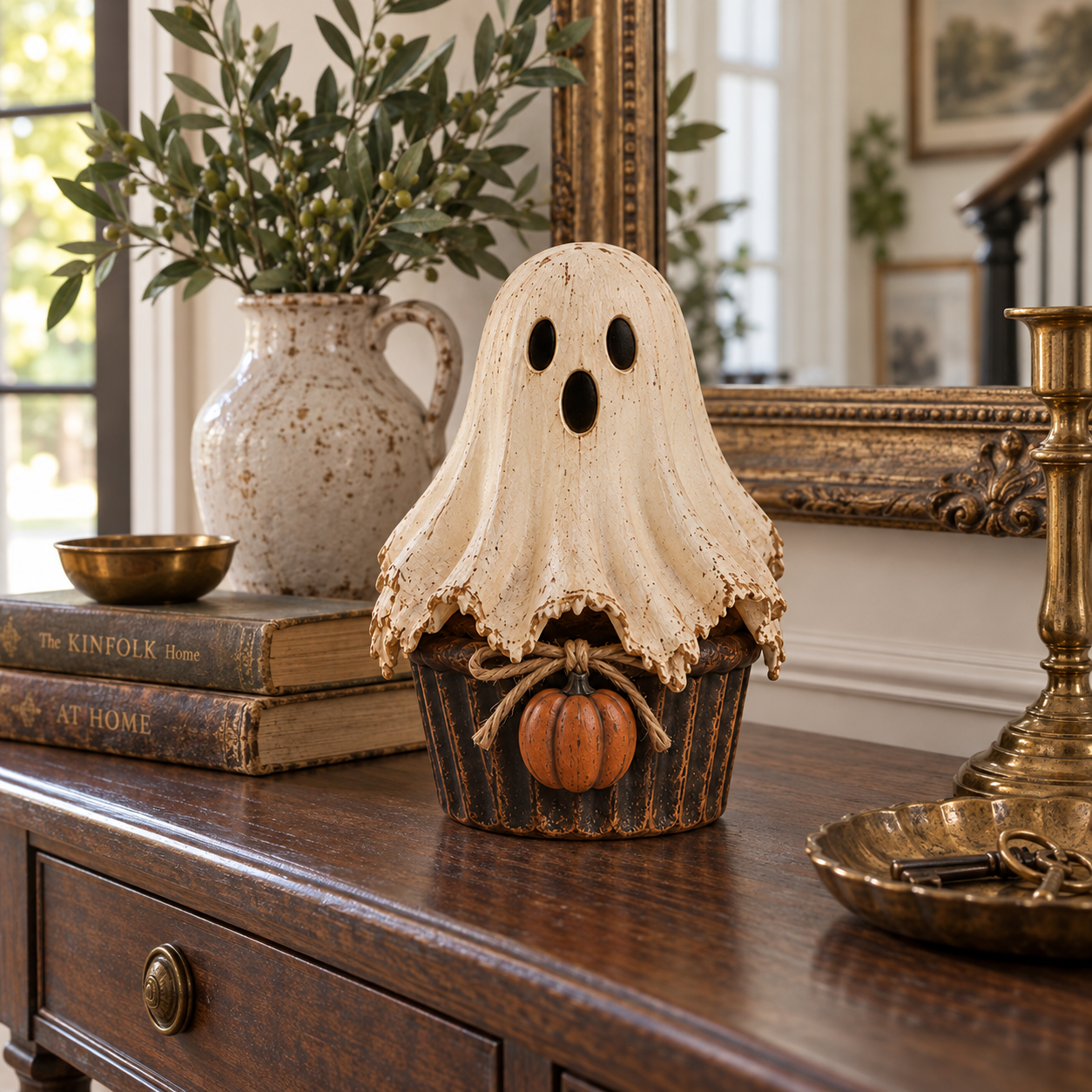 Vintage Glow Ghost Cupcake Lantern