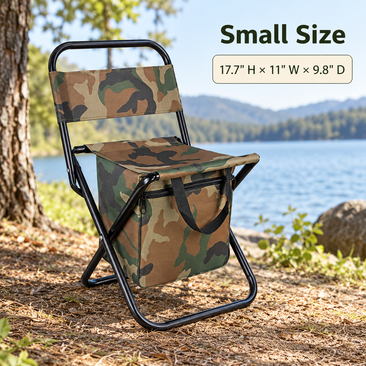 Portable Folding Camping Chair with Built-In Cooler Bag