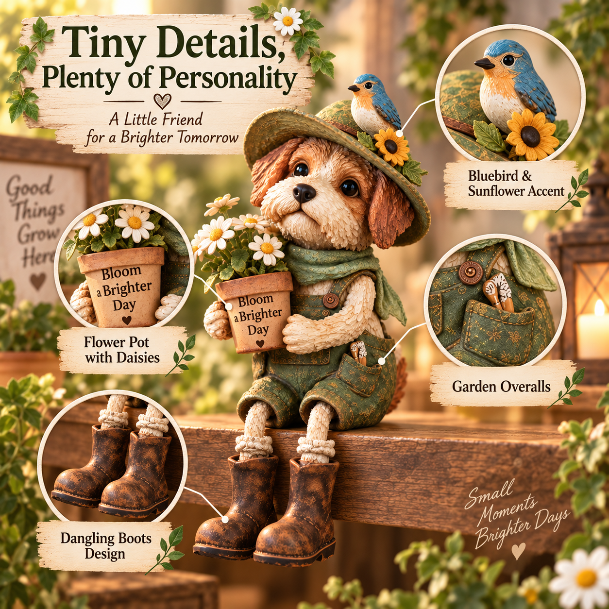 Bloom Brighter Garden Dog Shelf Sitter