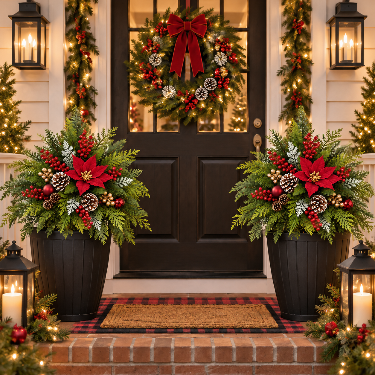 🎄 Christmas Evergreen Porch Stake Arrangement