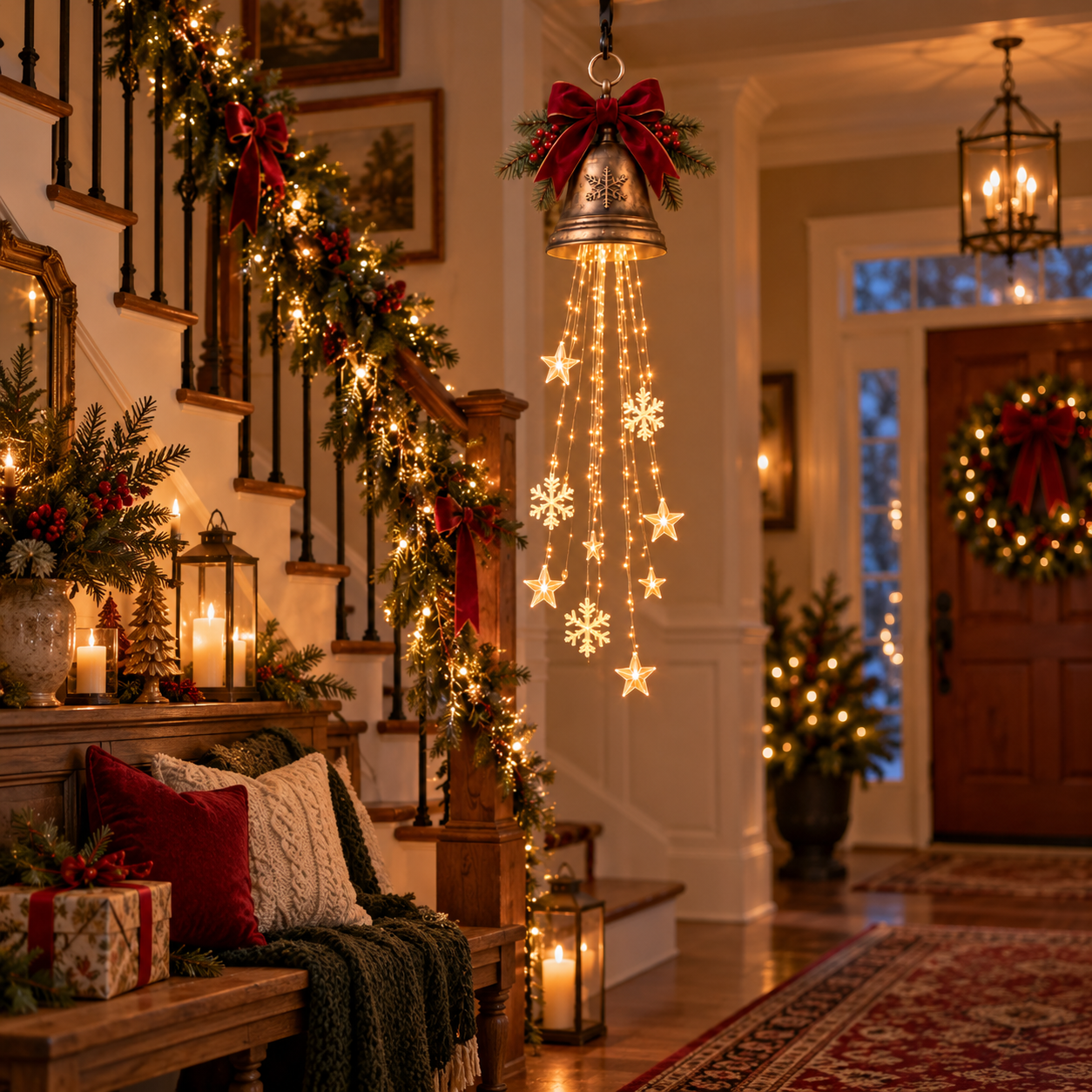 🎄 Vintage Christmas Bell Waterfall Light