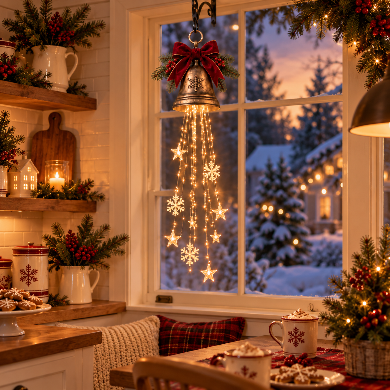 🎄 Vintage Christmas Bell Waterfall Light