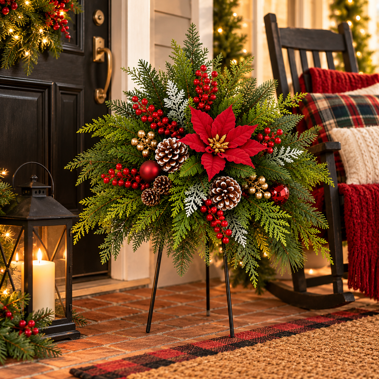 🎄 Christmas Evergreen Porch Stake Arrangement