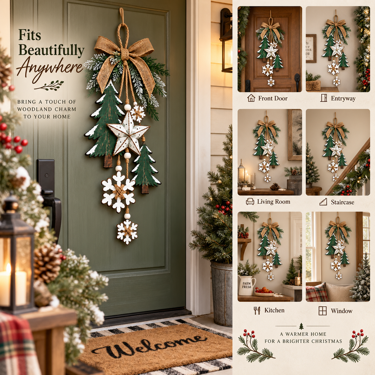 Rustic Woodland Christmas Hanging Decor