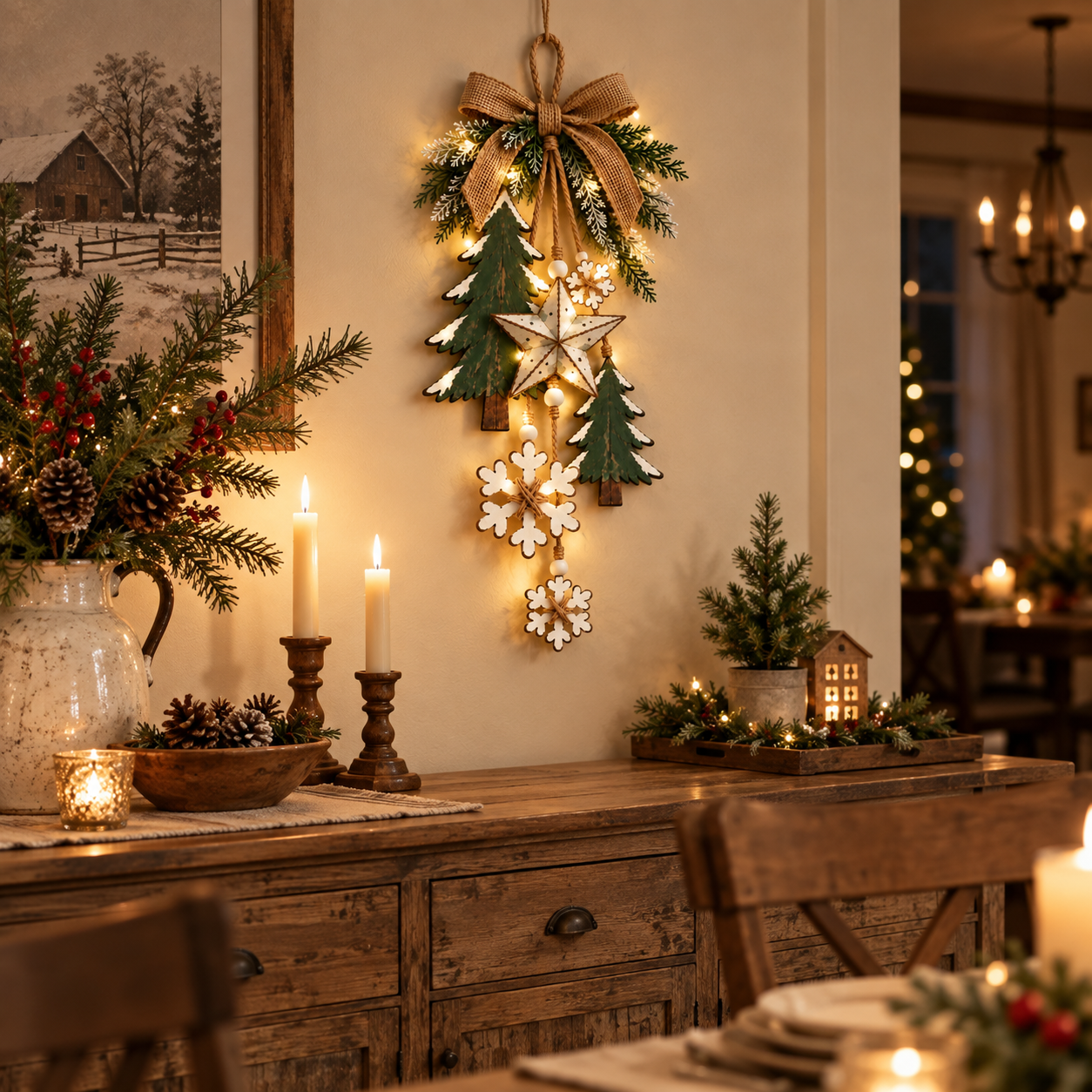 Rustic Woodland Christmas Hanging Decor