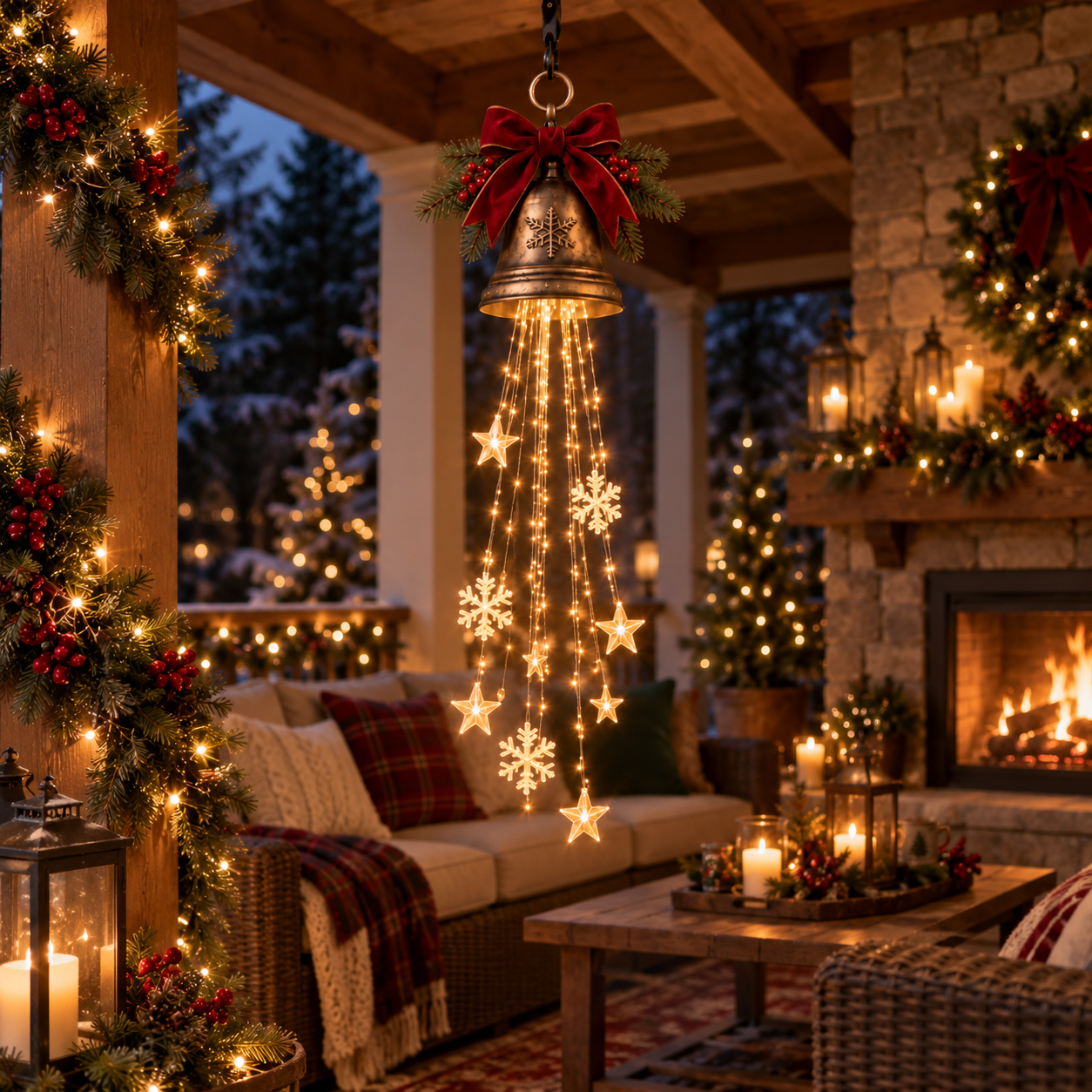🎄 Vintage Christmas Bell Waterfall Light