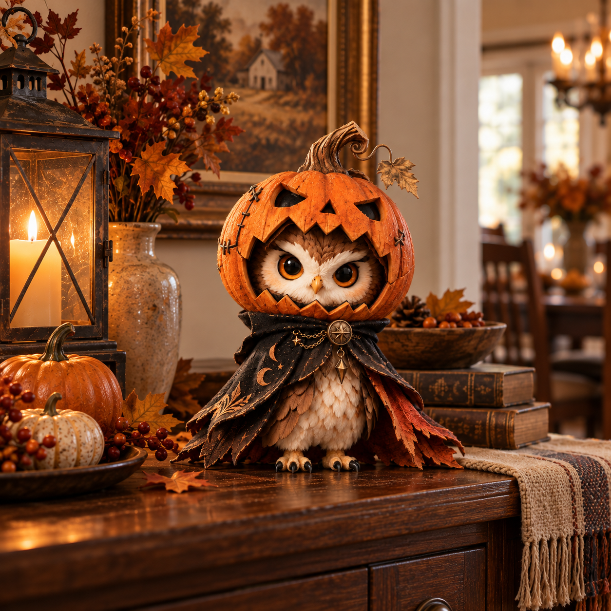 Pumpkin Hollow Owl Figurine