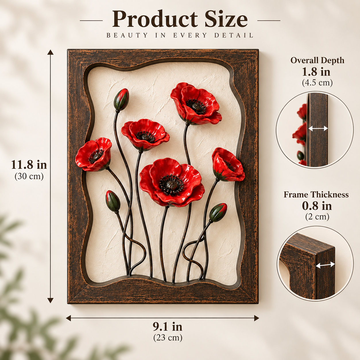Rustic Poppy Garden Metal Wall Art